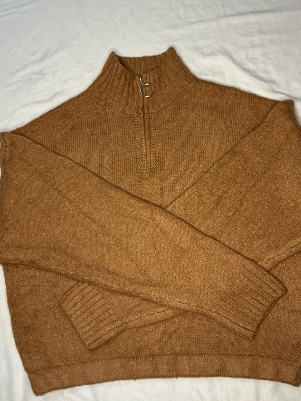 Belle Du Jour Men's Zip-Up Sweater in Camel